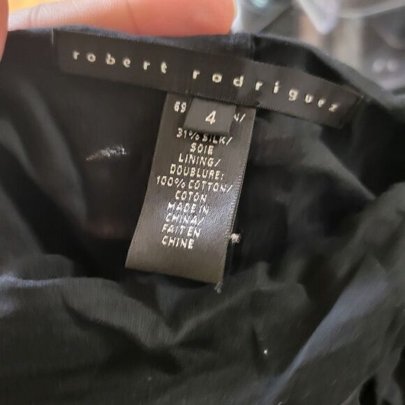 Robert Rodriguez Women's Embroidered black flare midi Skirt silk and Cotton sz 4 - Picture 5 of 8